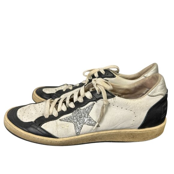Golden Goose Ball Star leather sneakers womens US 10 EU 40 Glitter Black - Picture 1 of 10